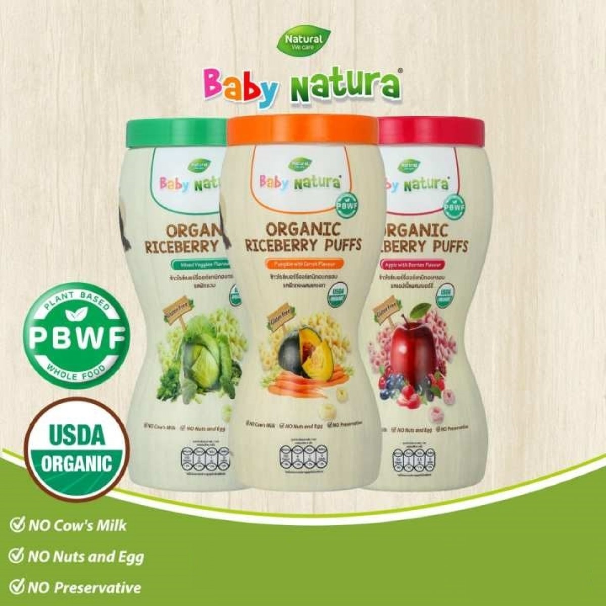 SALES HALAL 3 Bottles Baby Natura Organic Riceberry Puffs