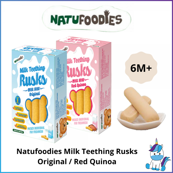 HALAL - Natufoodies Milk Teething Rusks (15gx6) Original / Red Quinoa - Baby First Food  - 6 Month+