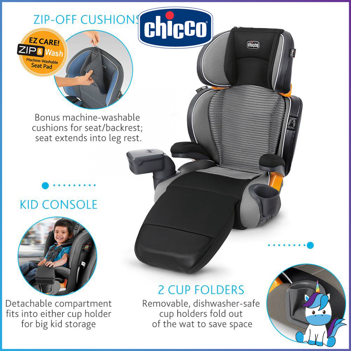 KidFit Zip Air Plus 2 in 1 Belt Positioning Booster Car Seat 18kg