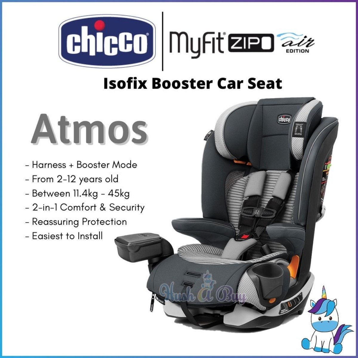 [FREE SHIPPING] Chicco MyFit Zip Air Isofix Booster Car Seat