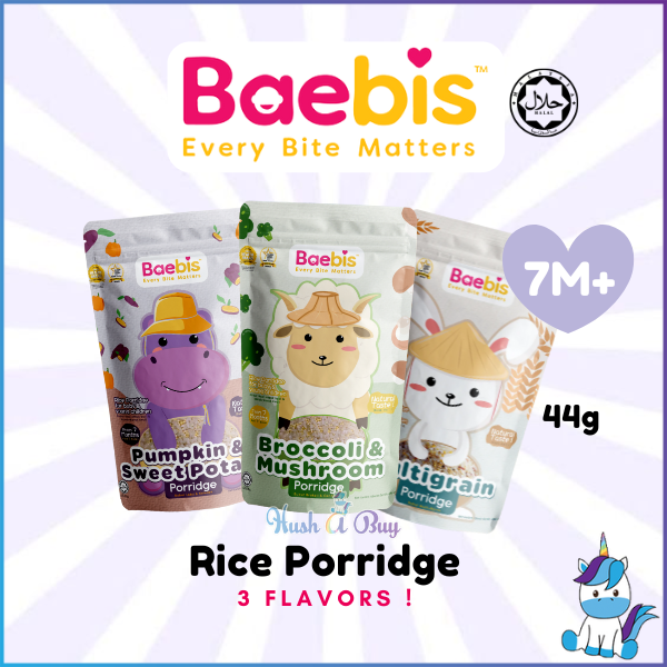 【HALAL】Baebis Porridge Multigrain/ Mushroom & Broccoli/ Sweet Potato & Pumpkin (7M+) // Beef/Chicken  (9M+)