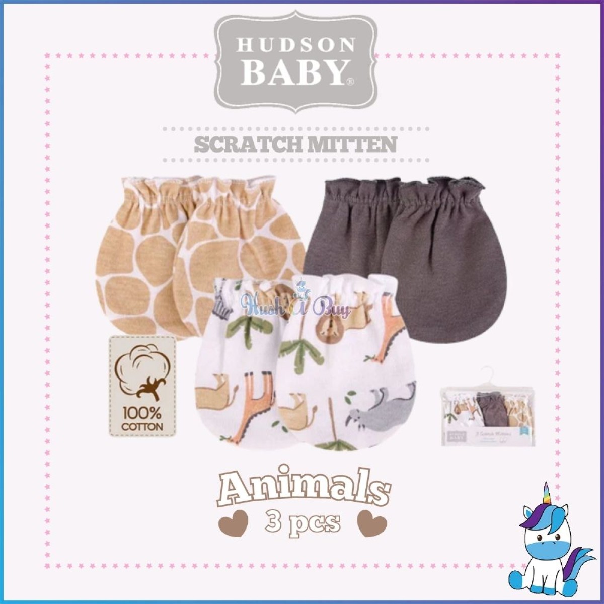 Hudson Baby Scratch Mitten 3pcs