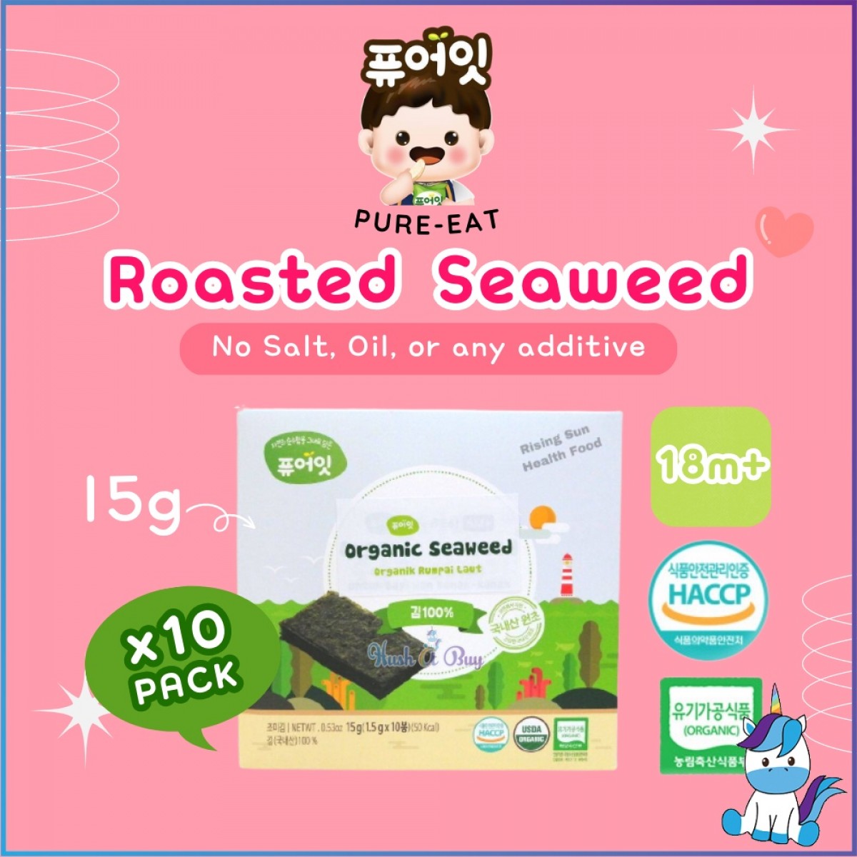 ⟦NEW ARRIVAL⟧ Pure-Eat Finger Organic Stick (30g)/ Finger Ring Snack (40g)/ Roasted Seaweed (15g) | HUSHABUY